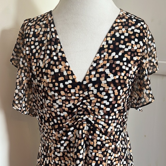 Calvin Klein Neutral Black Brown Tan Asymmetrical Jersey Midi Dress - NWT - L - Picture 4 of 14